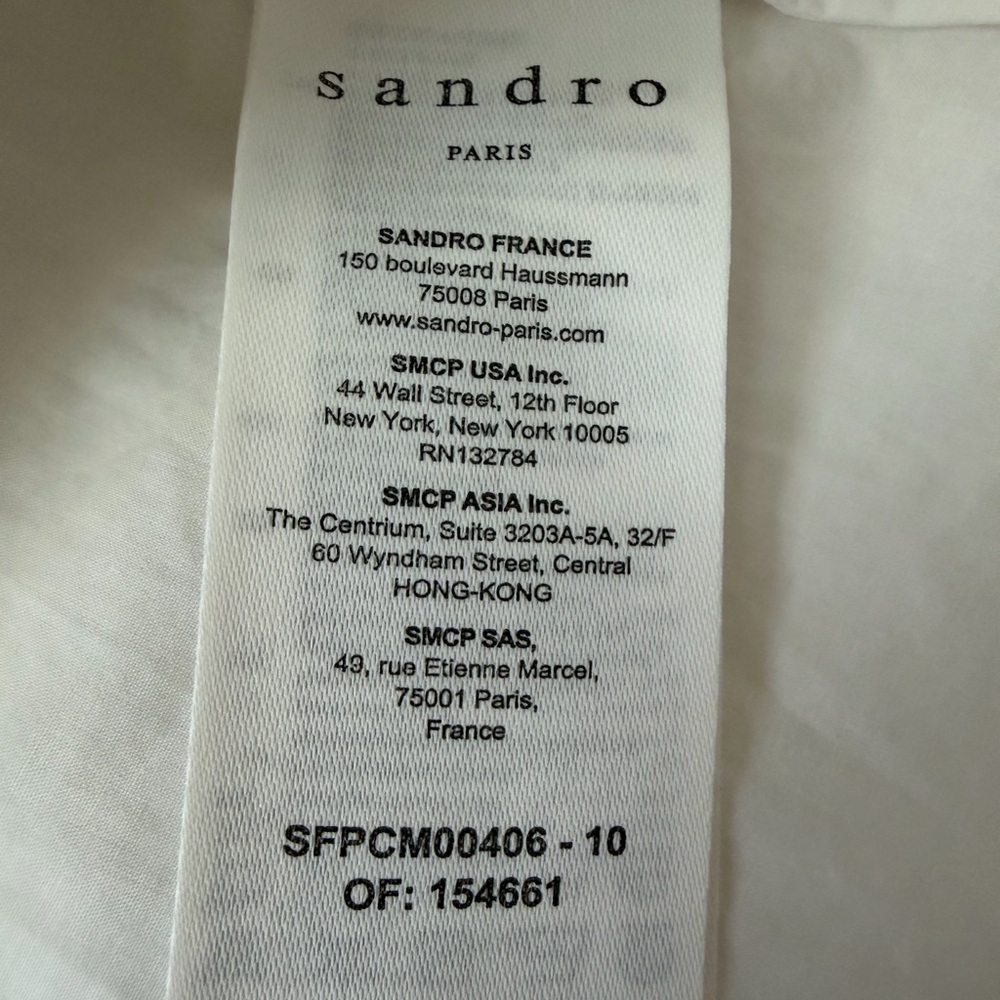 Sandro Oversized Cotton White Short Sleeve Button-Down Shirt / Tunic Size 0-S - Picture 11 of 16